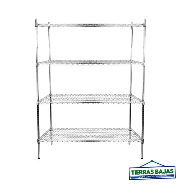 Estante Cromado Alambre 4 Niv. 180x45x150cm - TIERRAS BAJAS